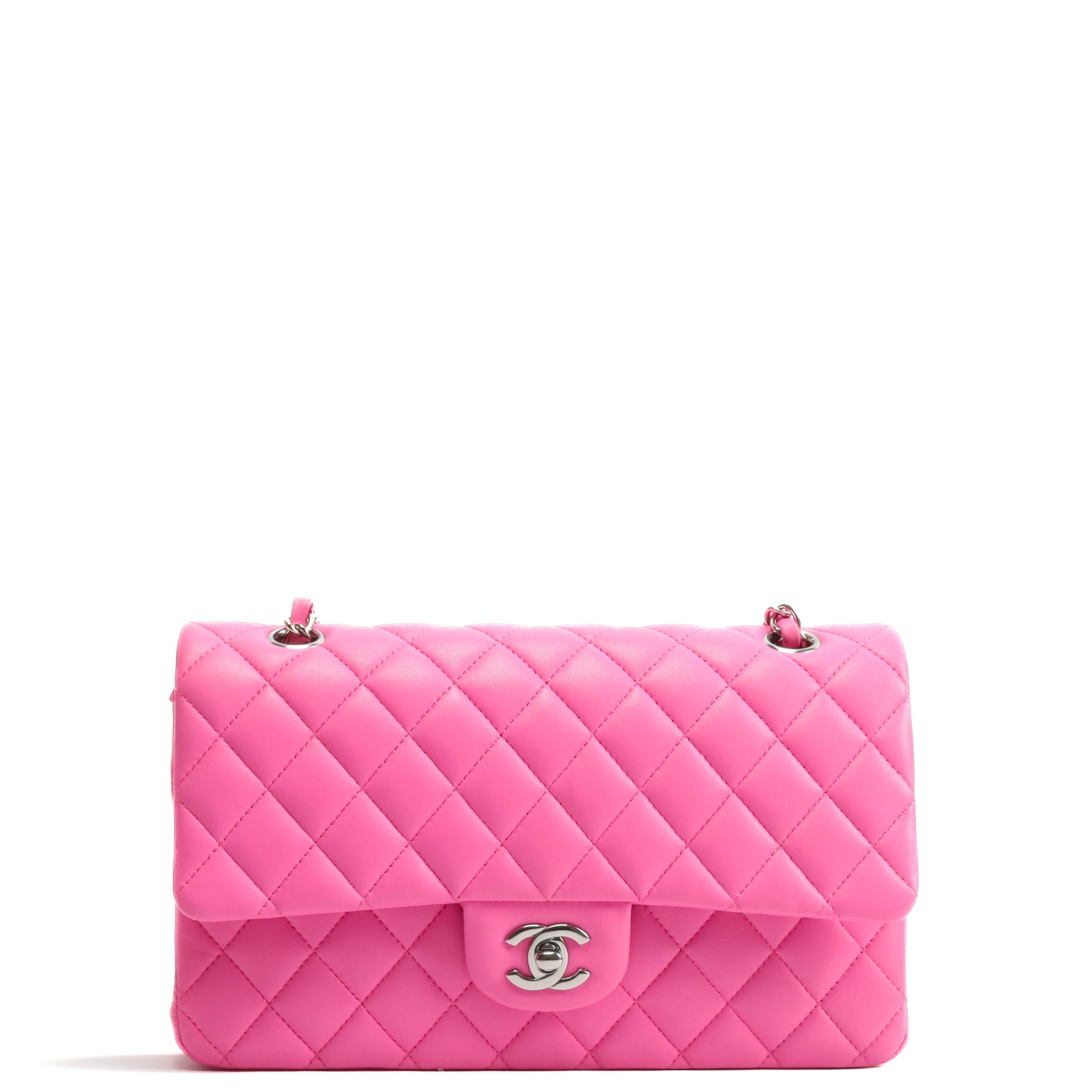 CHANEL 2021 Medium Classic Double Flap Lambskin- BuBurberrylegum Pink