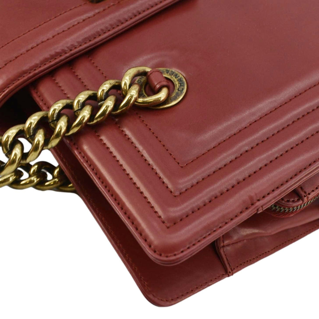Chanel Jetsetter Boy Leather Tote Bag Red