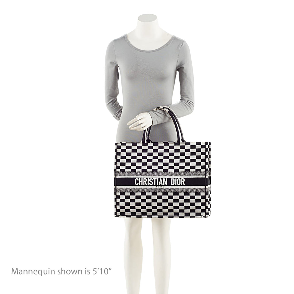 Dior Embroidered Canvas Checkered Book Tote