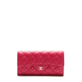 CHANEL CC Gusset Classic Flap Wallet Pink Caviar