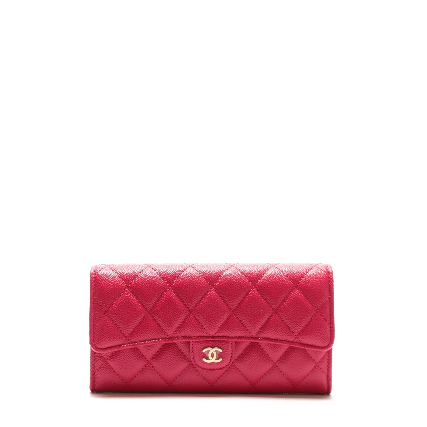CHANEL CC Gusset Classic Flap Wallet Pink Caviar
