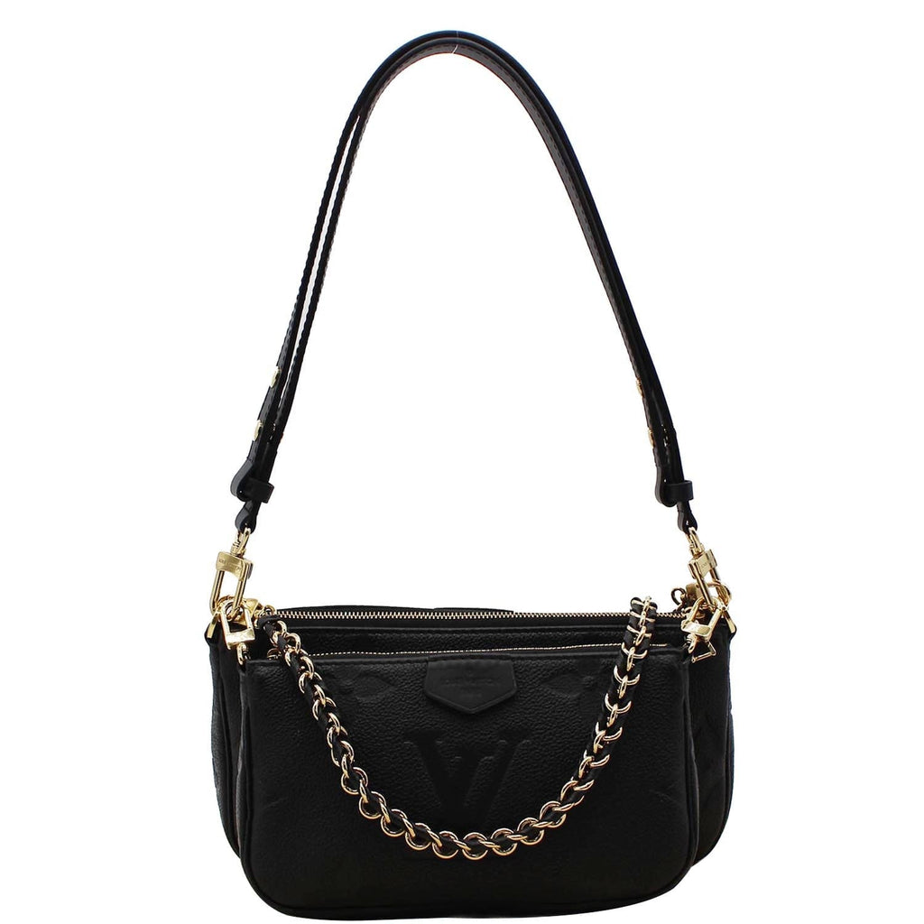 LOUIS VUITTON  Multi Pochette Empreinte Leather Accessories Bag Black