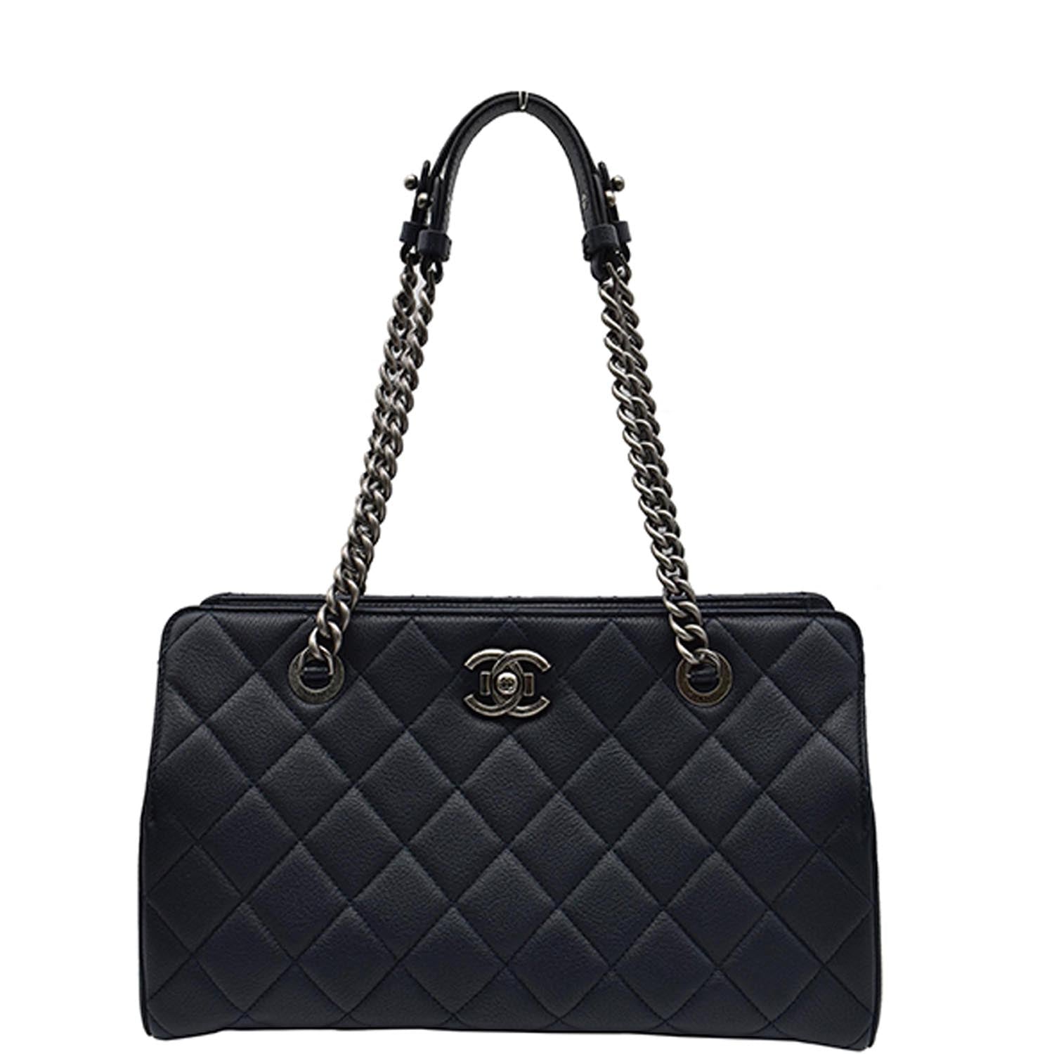 Chanel City Rock Quilted Leather Shopping Tote Bag Blue