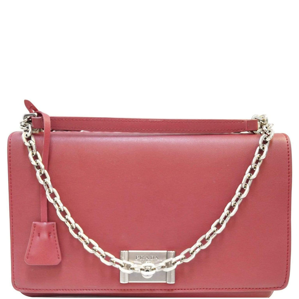 PRADA Petalo Saffiano Lux Leather Chain Shoulder Crossbody Bag - Sale