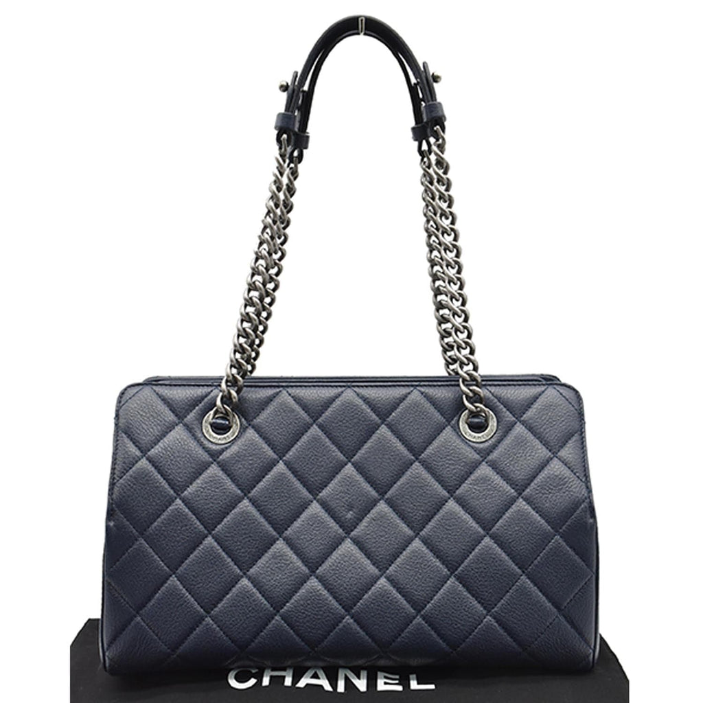 Chanel City Rock Quilted Leather Shopping Tote Bag Blue