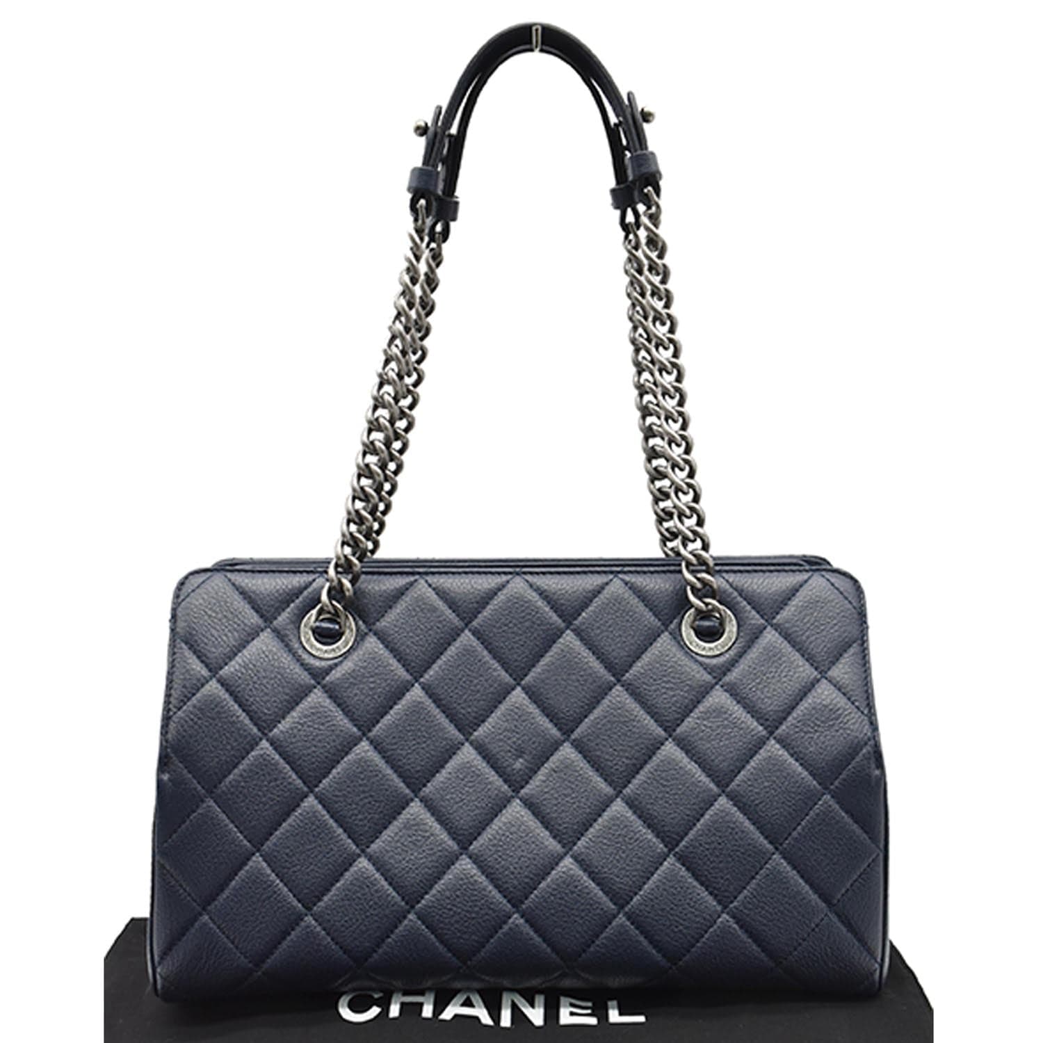 Chanel City Rock Quilted Leather Shopping Tote Bag Blue