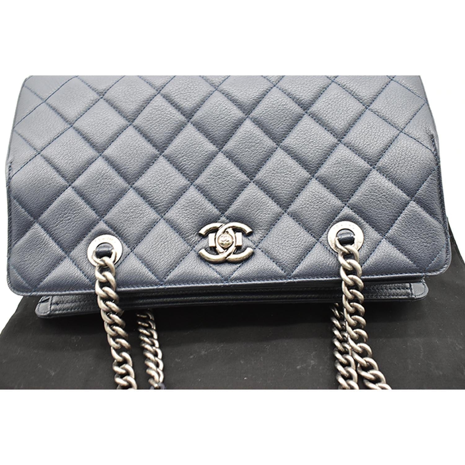 Chanel City Rock Quilted Leather Shopping Tote Bag Blue