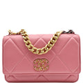 Chanel 19 CC WOC Leather Wallet On Chain Crossbody Bag Pink