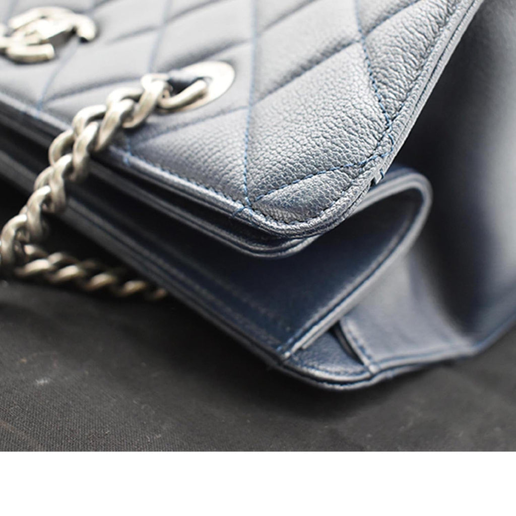 Chanel City Rock Quilted Leather Shopping Tote Bag Blue