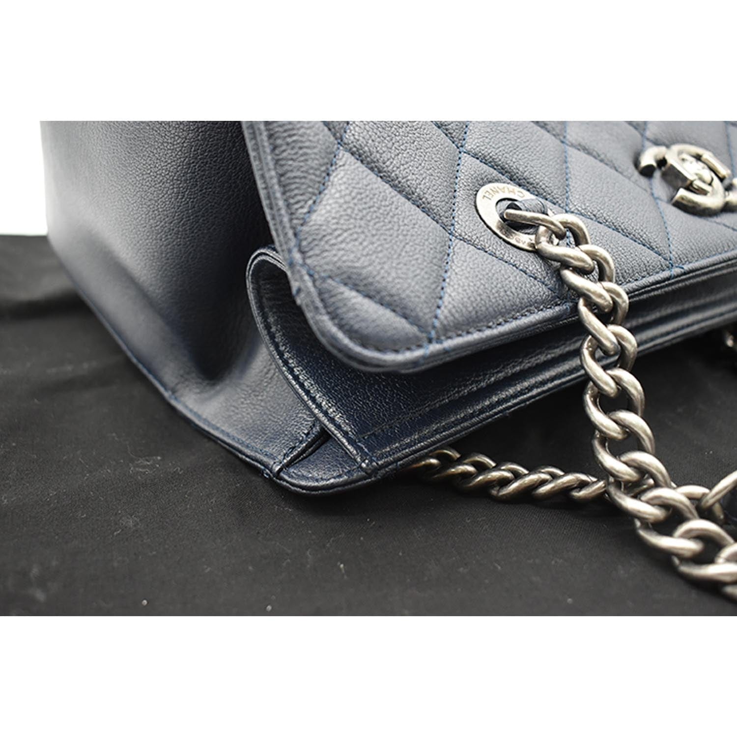 Chanel City Rock Quilted Leather Shopping Tote Bag Blue