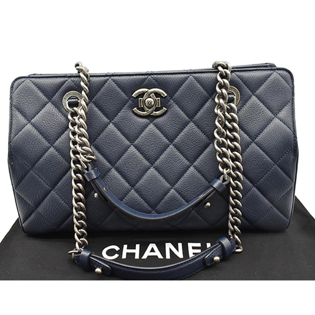 Chanel City Rock Quilted Leather Shopping Tote Bag Blue