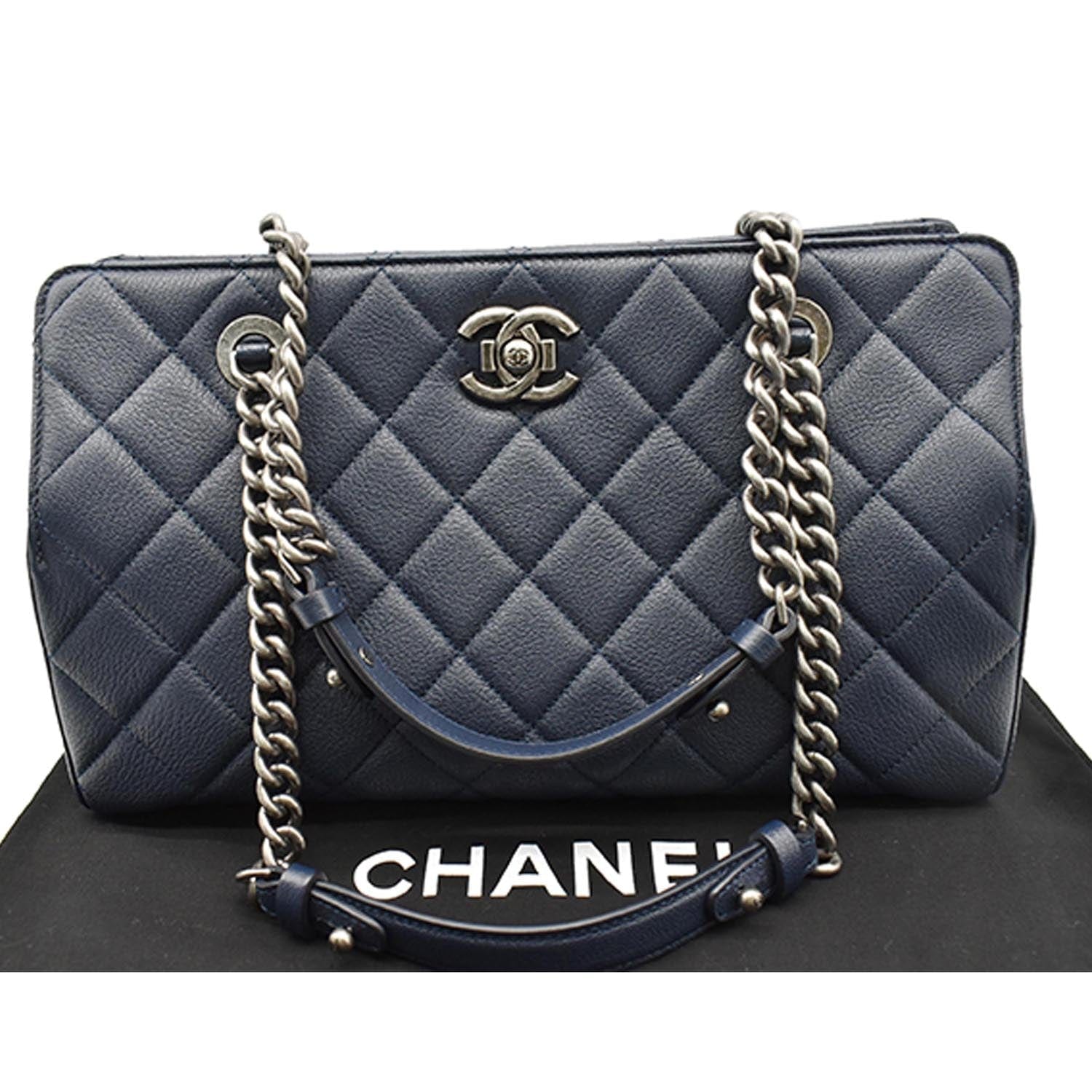 Chanel City Rock Quilted Leather Shopping Tote Bag Blue