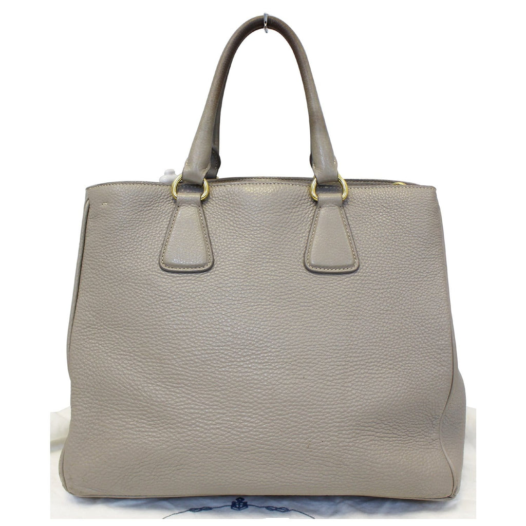 PRADA Pebbled Leather Large Tote Bag Grey