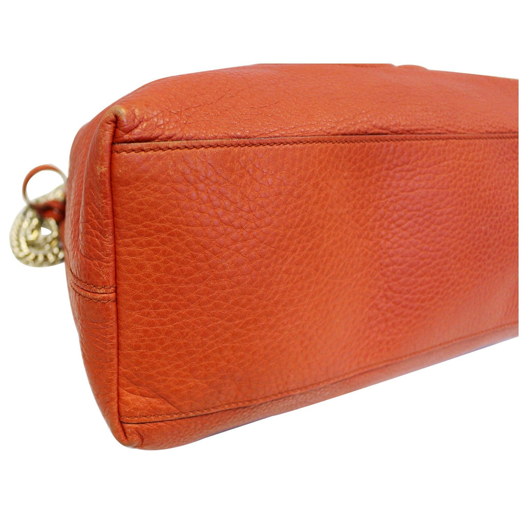 GUCCI Soho Pebbled Leather Chain Shoulder Bag Red 308982