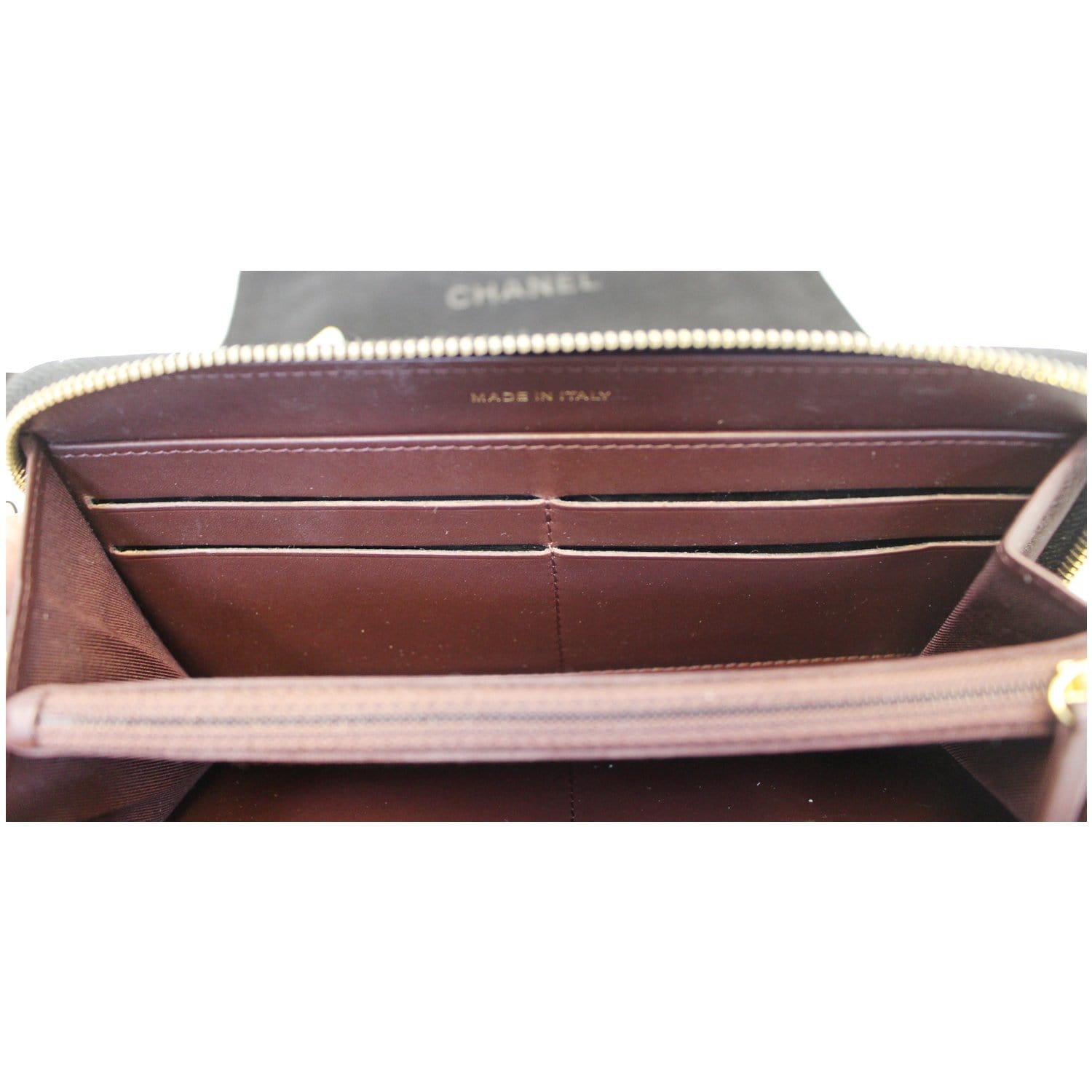 Chanel Black Caviar Leather Leather Zippy Wallet Black