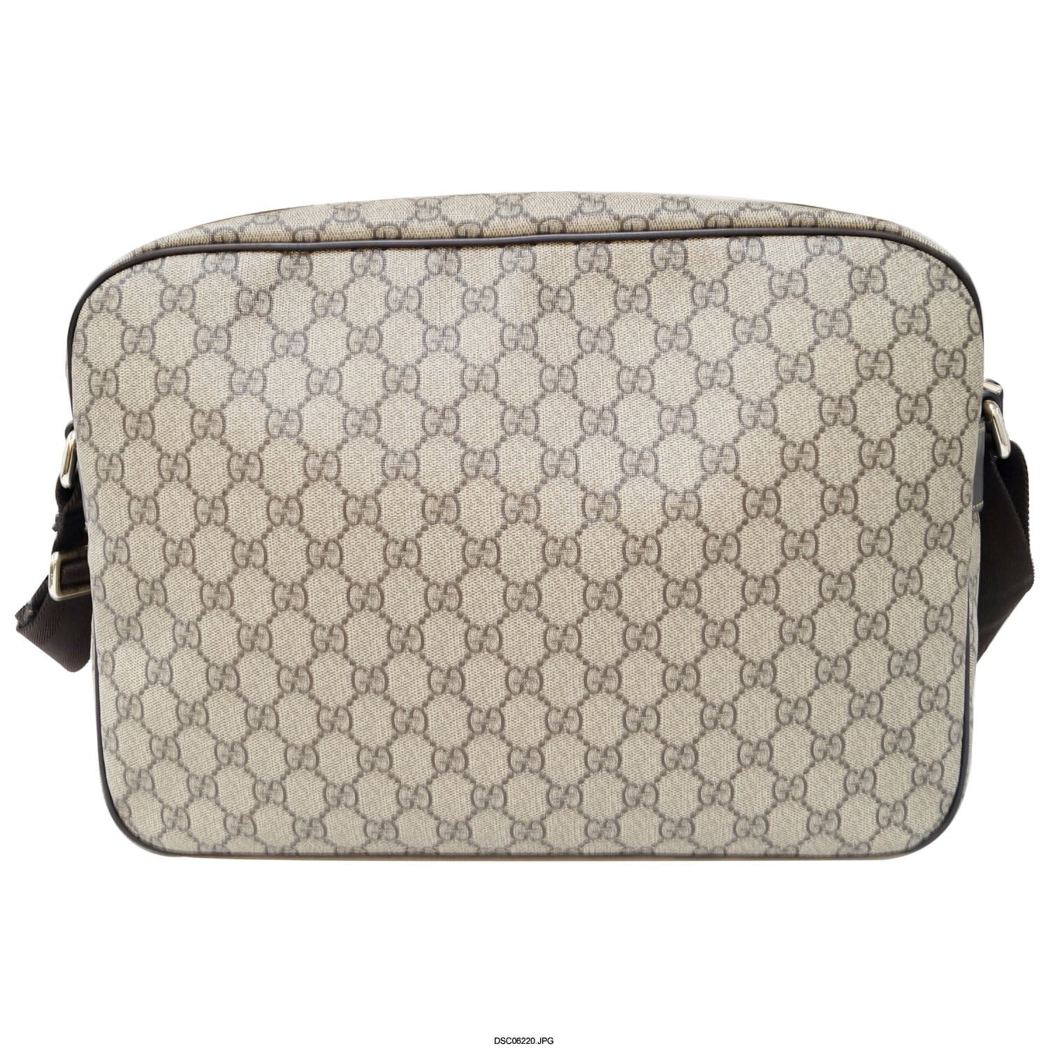 GUCCI Men's Beige/Ebony Gucci  Plus Coated Canvas Messenger Crossbody Bag 211107