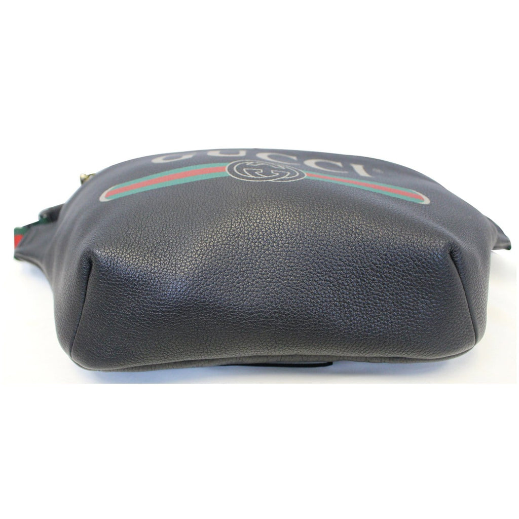 GUCCI Print Leather Black Belt Waist Bum Bag 493869