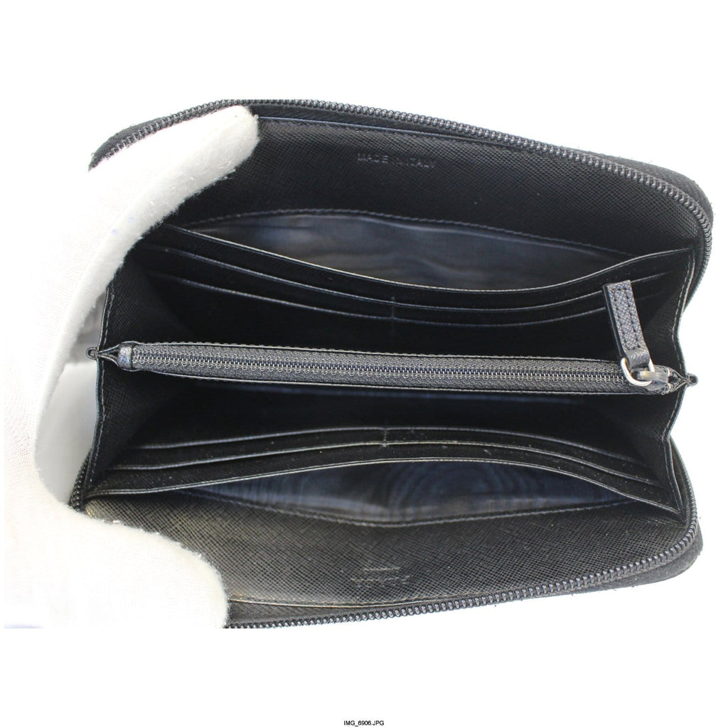 PRADA Black Nylon Zip Around Wallet