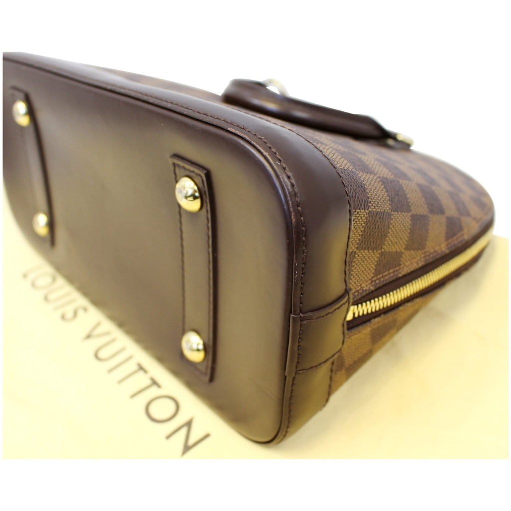 LOUIS VUITTON Alma Damier Ebene Satchel Handbag Brown