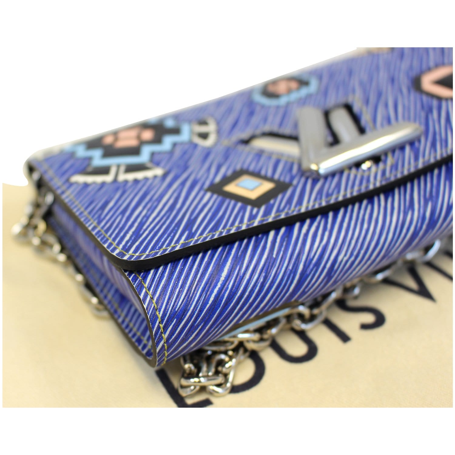 LOUIS VUITTON Twist Chain Denim Wallet Epi Azteque Stickers Crossbody Bag
