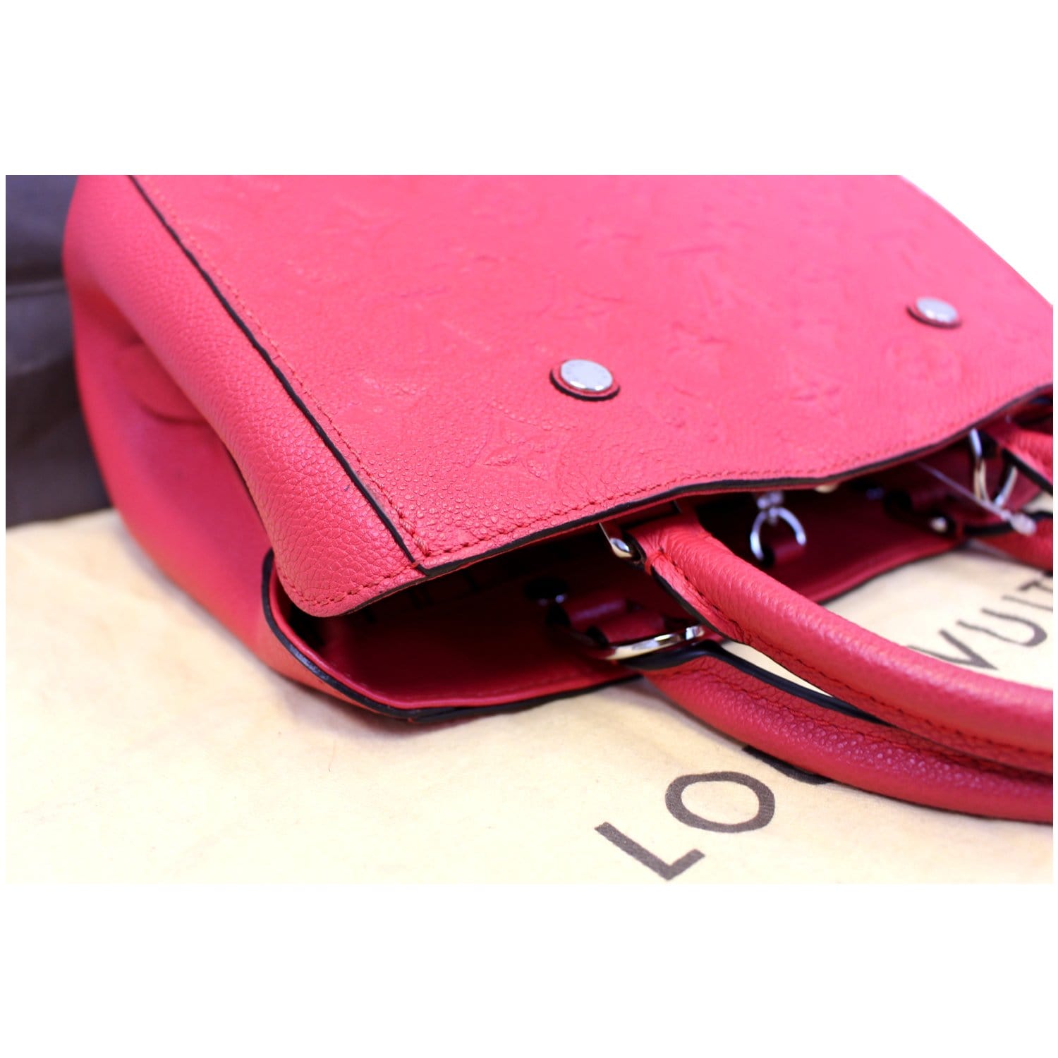 LOUIS VUITTON Montaigne BB Empreinte Leather Shoulder Bag Cherry