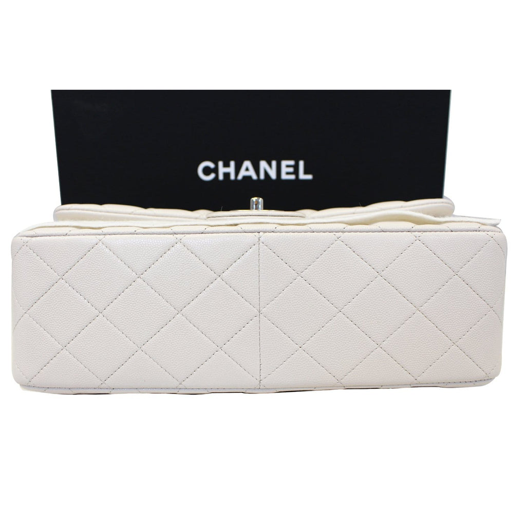 Chanel Classic Jumbo Double Flap Caviar Leather Leather Ivory Shoulder Bag