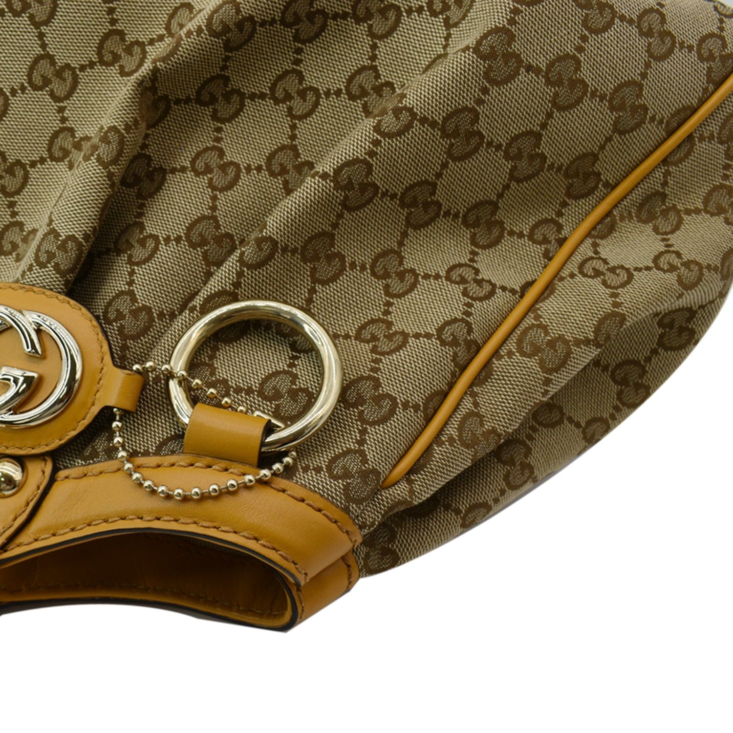 GUCCI Sukey Medium Gucci Canvas Tote Bag Beige 211944