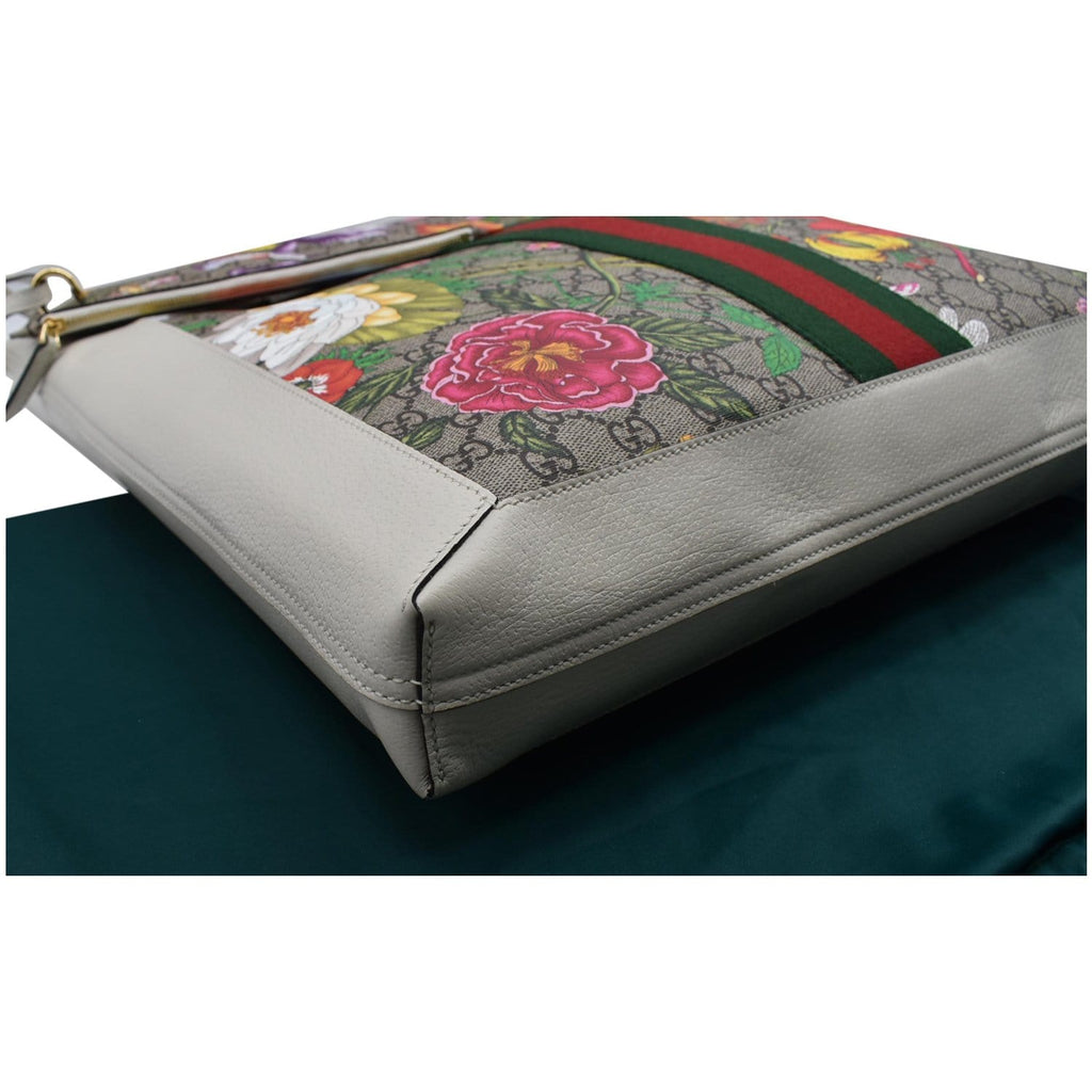 GUCCI Ophidia Gucci Flora Vertical Shopping Tote Bag White 519335