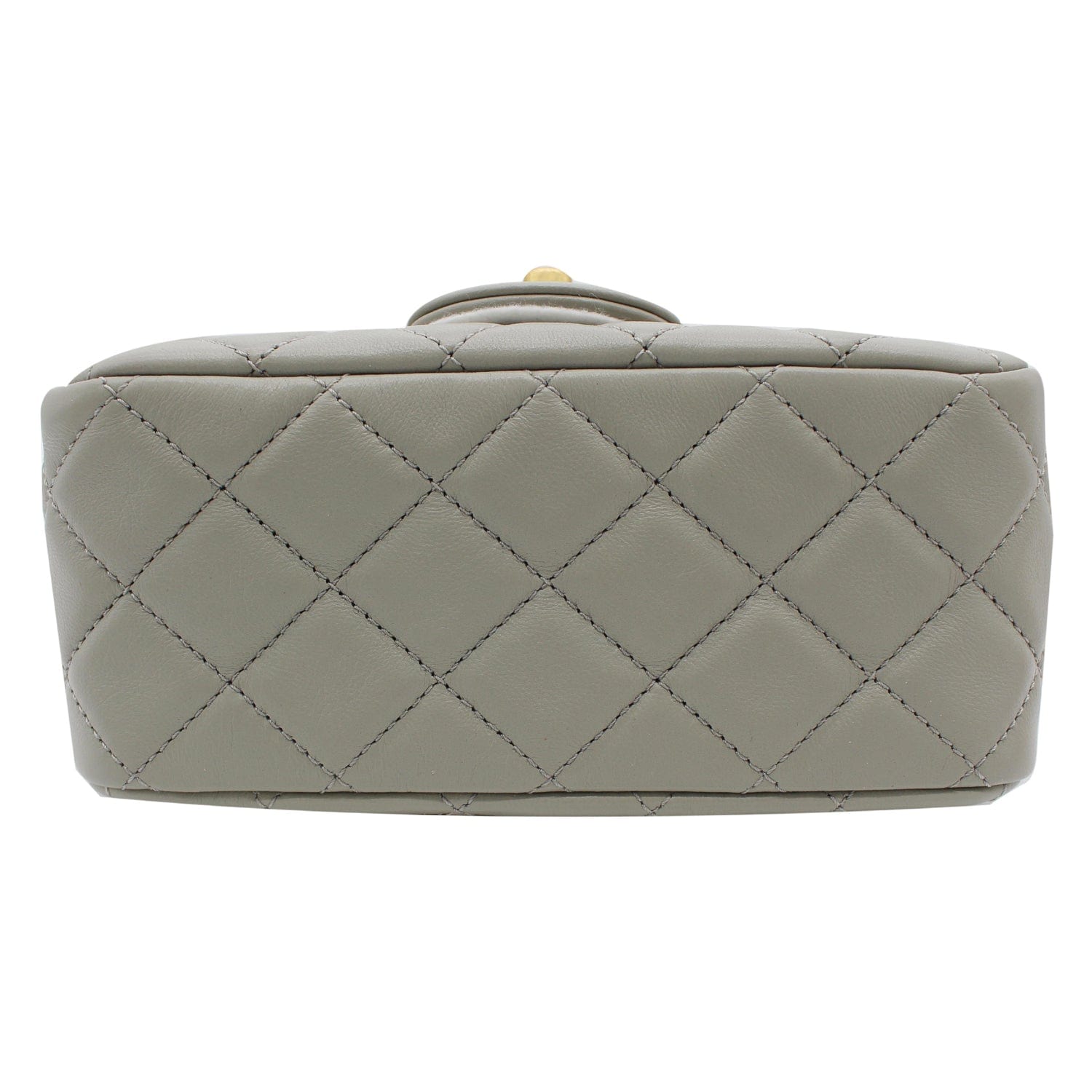 Chanel CC Pearl Crush Mini Flap Quilted  Leather Shoulder Bag Light Grey