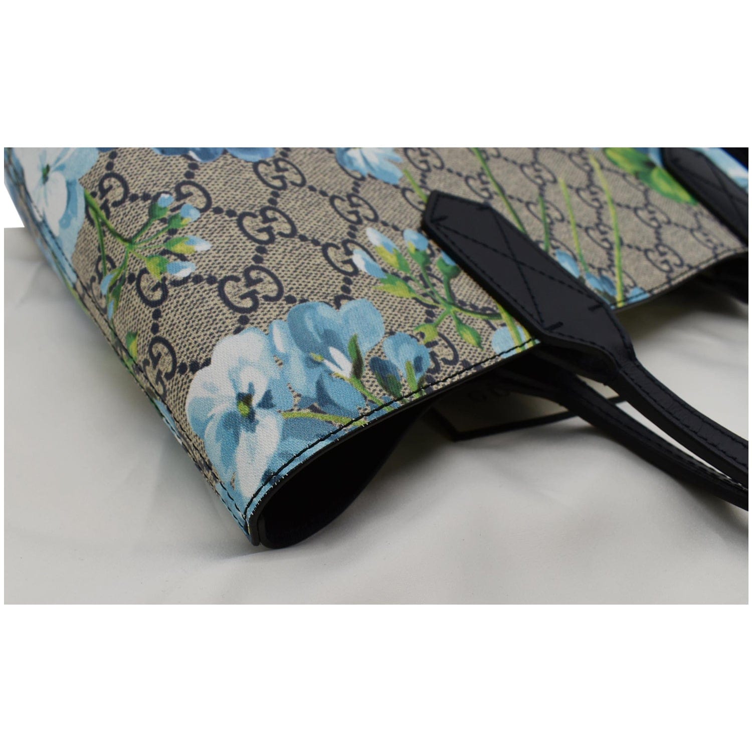 GUCCI Blooms Reversible Gucci Print Floral Supreme Tote Bag Blue 546323