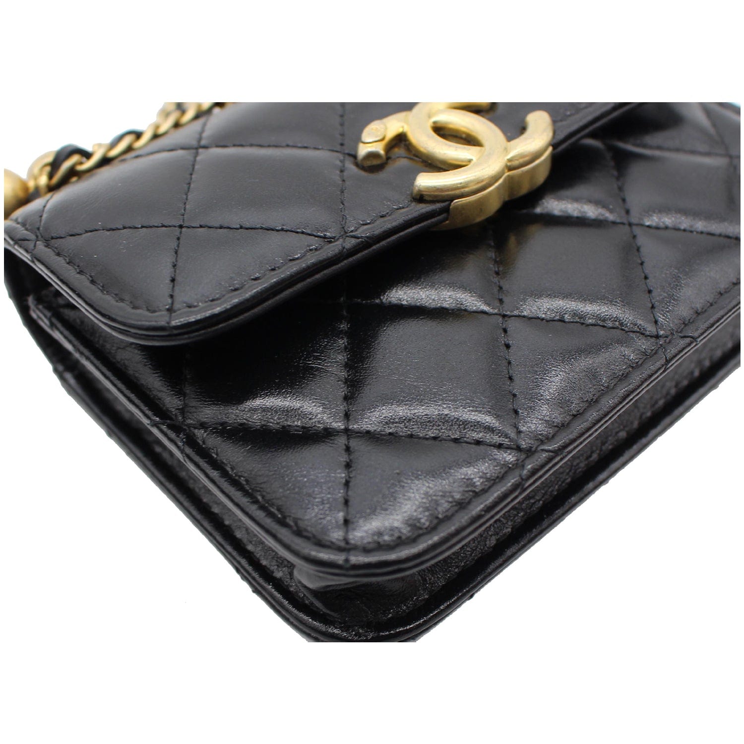 Chanel 21A Mini Flap Coin Leather Purse Crossbody Bag Black