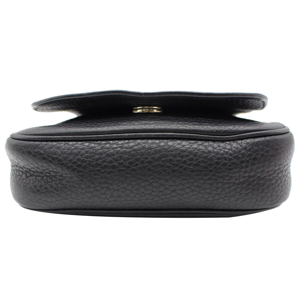 GUCCI Gucci Soho Pebbled Leather Chain Shoulder Bag Black 323190
