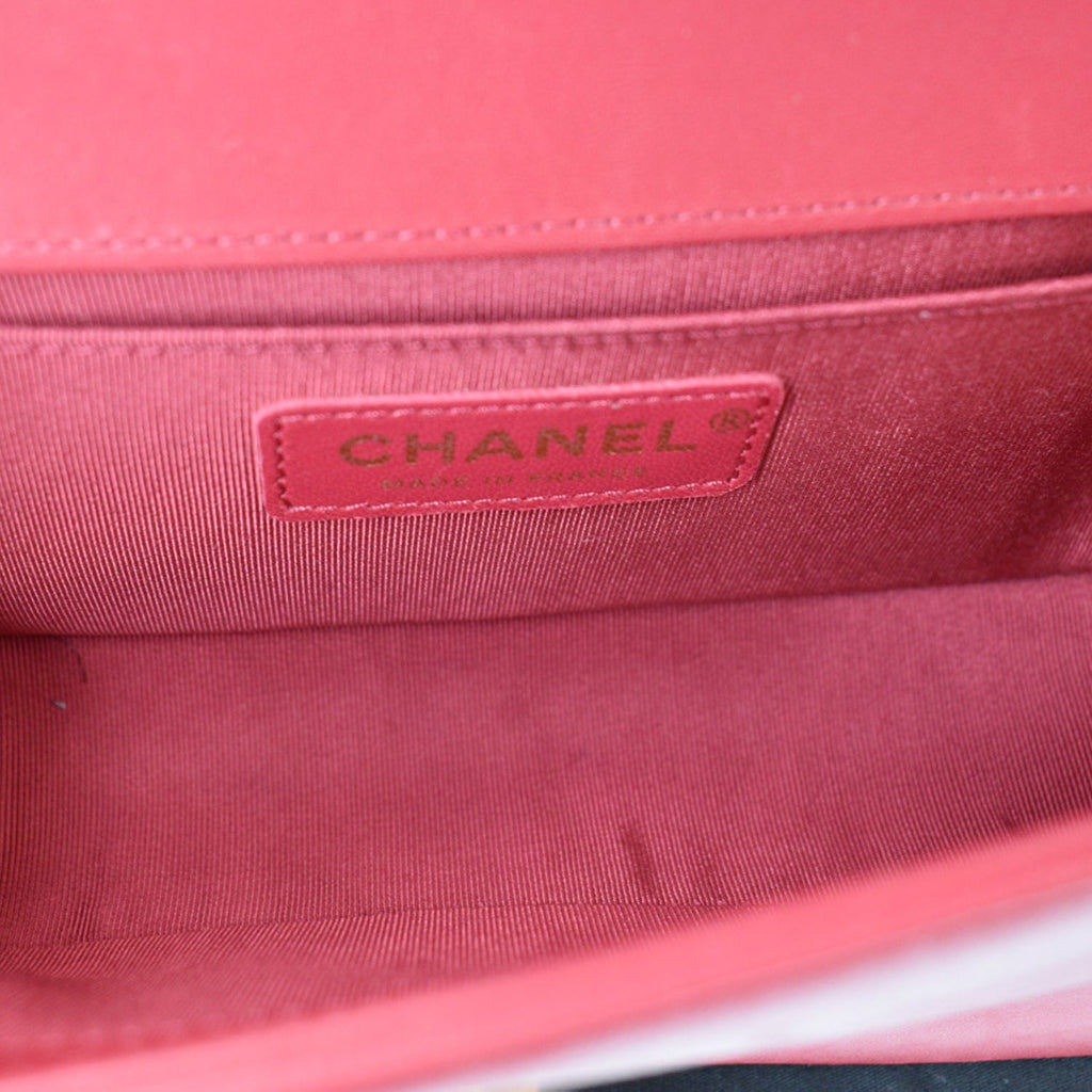 Chanel Le Boy Small  Leather Shoulder Bag Red