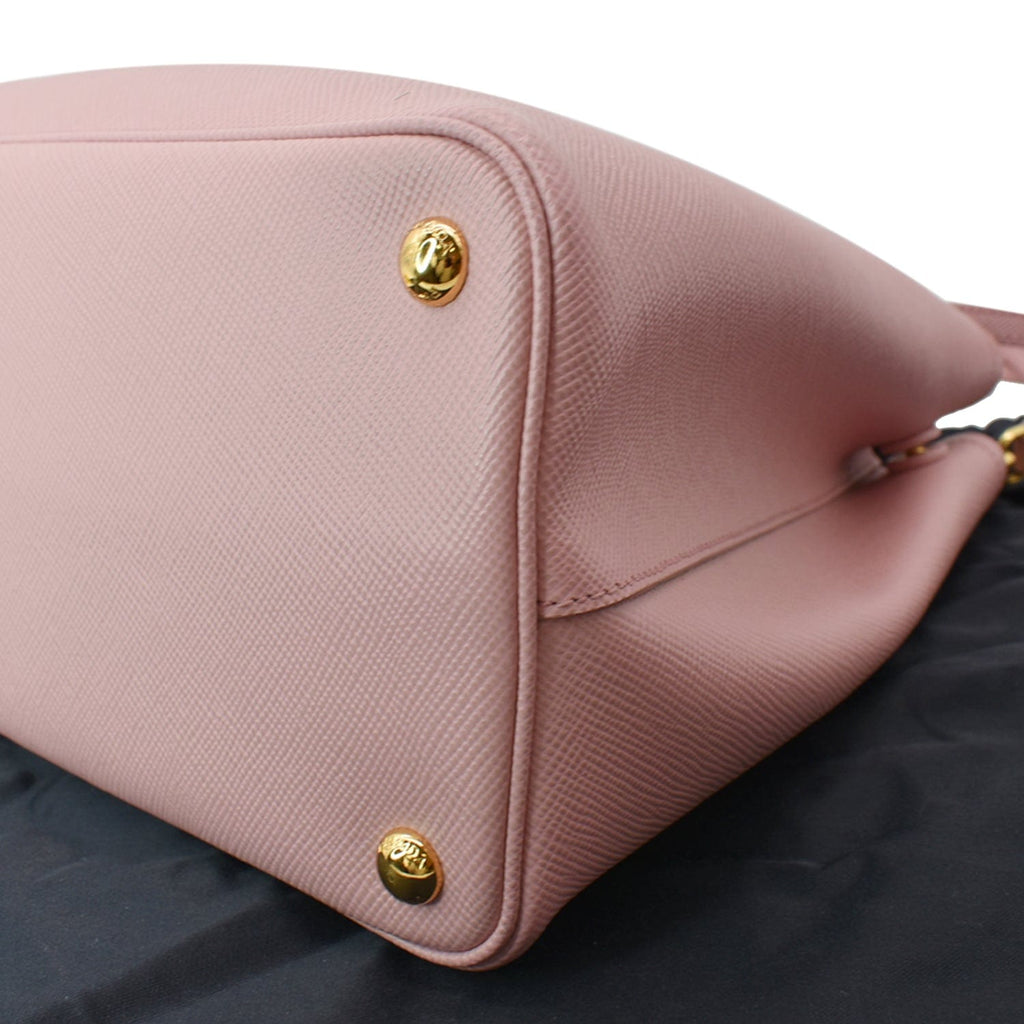 PRADA Double Handle Saffiano Leather Tote Bag Petal Pink