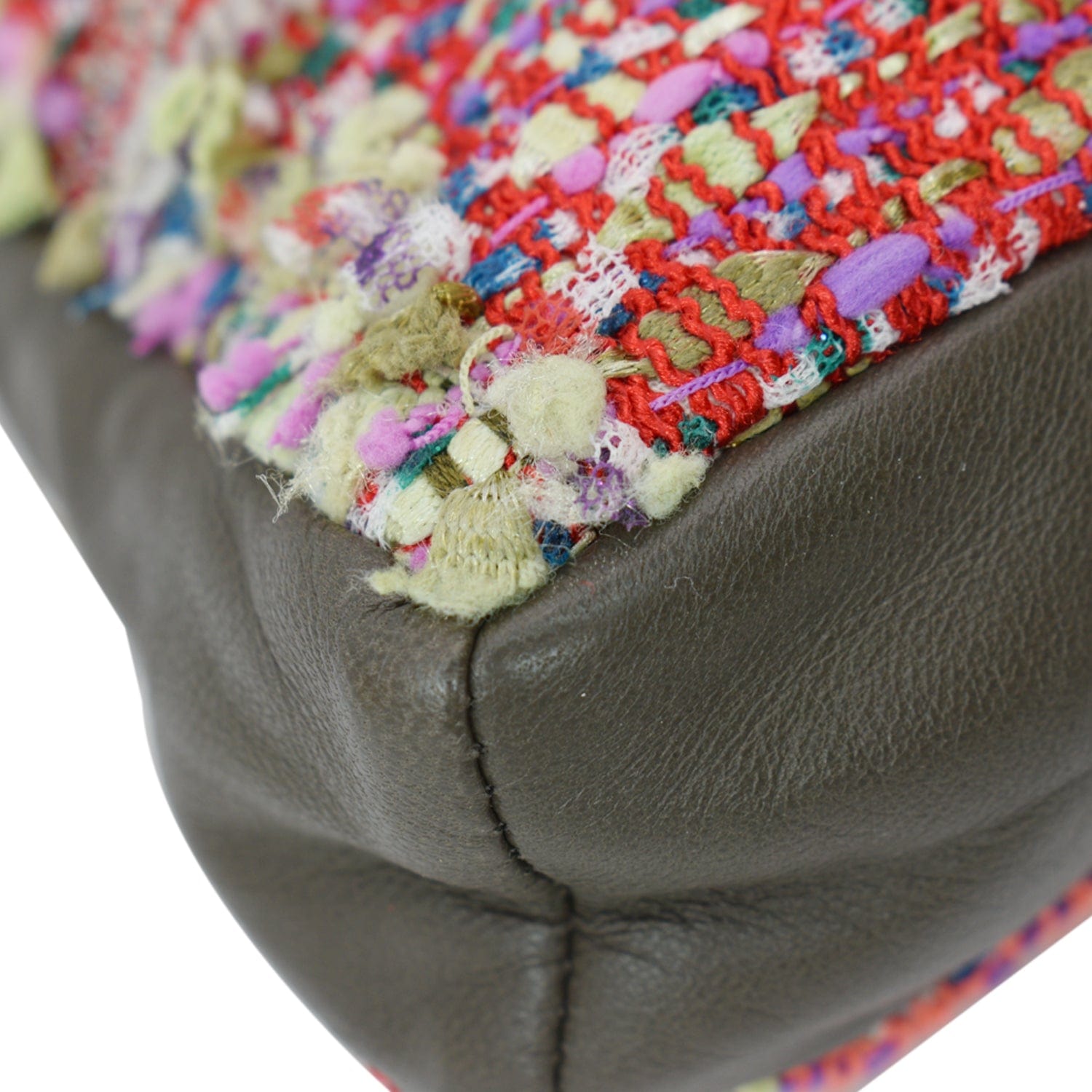 Chanel Tweed Girl Large Leather Shoulder Bag Multicolor