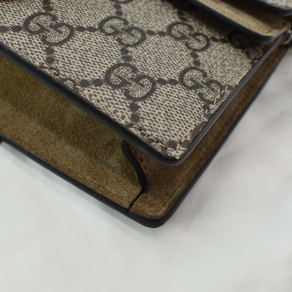 GUCCI Dionysus Super Mini Gucci Supreme Canvas Crossbody Bag Taupe 476432