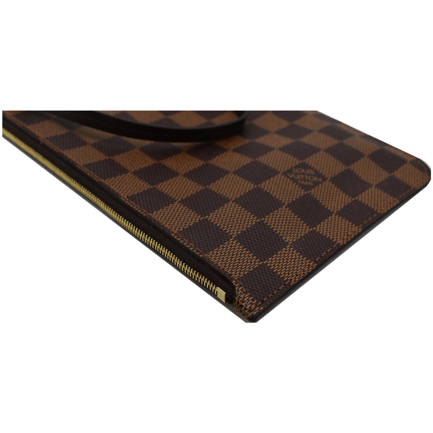 LOUIS VUITTON Neverfull MM Damier Ebene Pochette Wristlet Pouch Brown