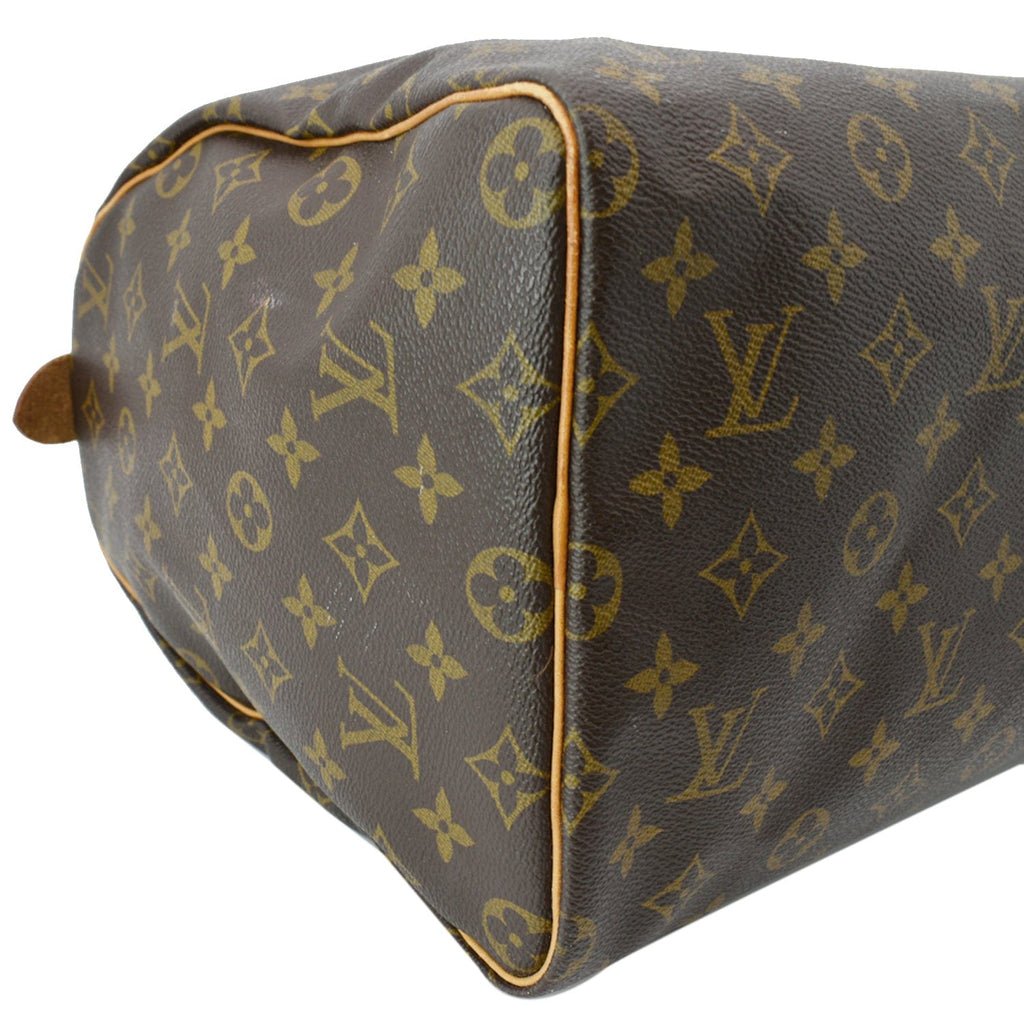 LOUIS VUITTON Speedy 40 Monogram Canvas Satchel Bag Brown
