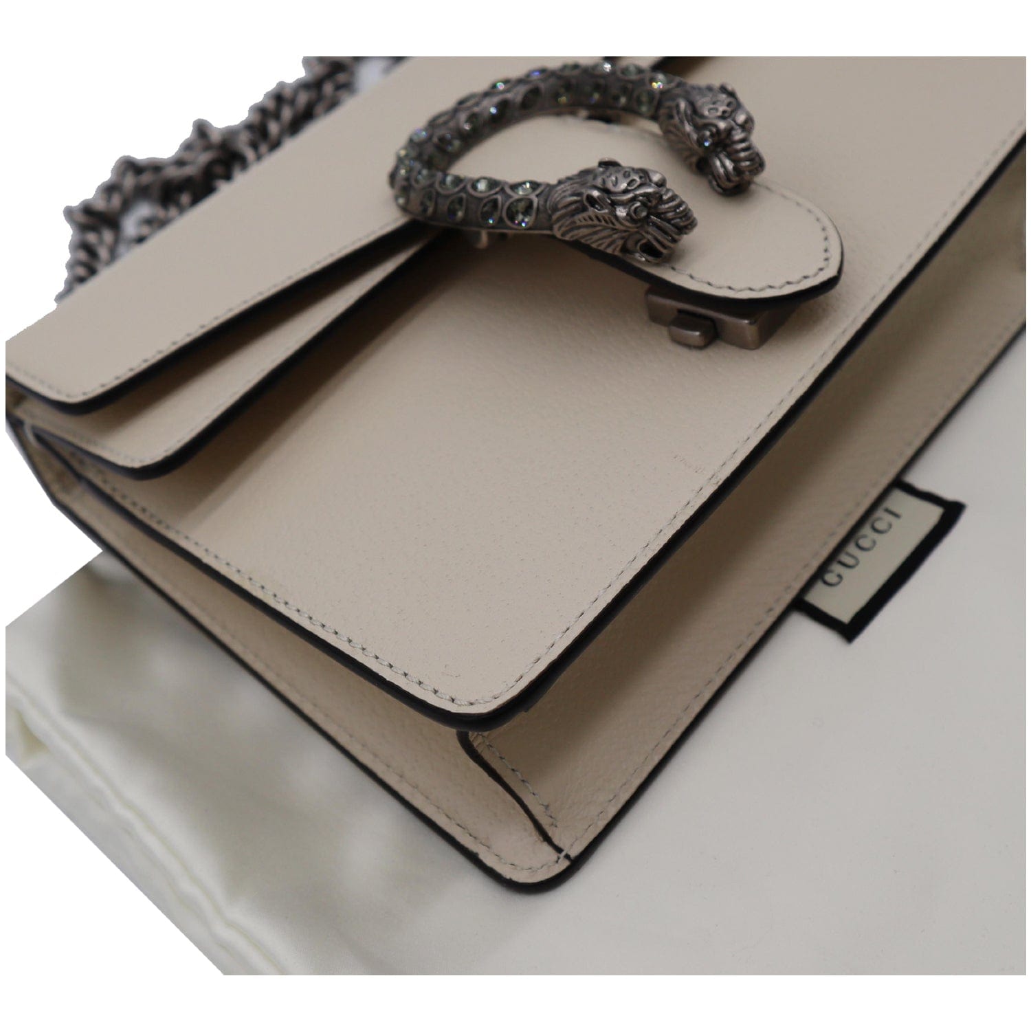 GUCCI Dionysus Mini Leather Crossbody Bag Cream