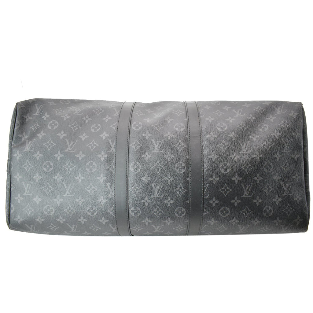 LOUIS VUITTON Keepall Bandouliere 55 Monogram Eclipse Travel Bag Black