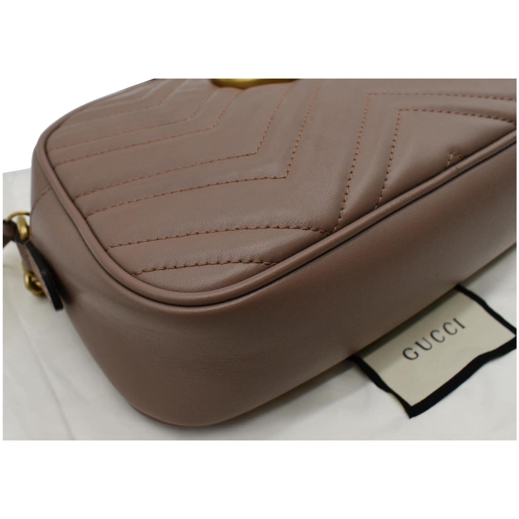 GUCCI Gucci Marmont Small Matelasse Leather Crossbody Bag Taupe 447632