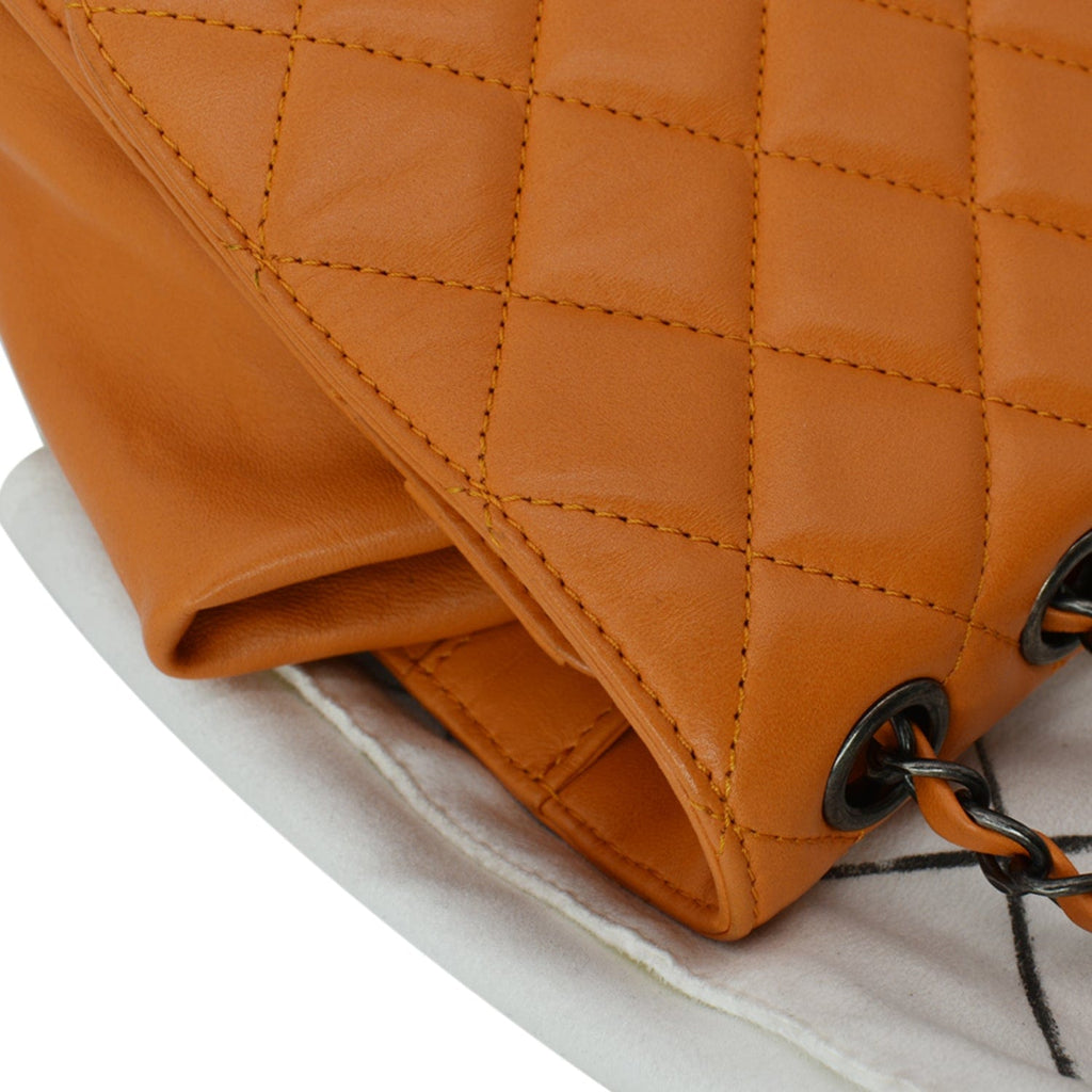 Chanel Classic Flap Drawstring Quilted  Leather Shopper Shoulder Bag Orange - Hot Deals