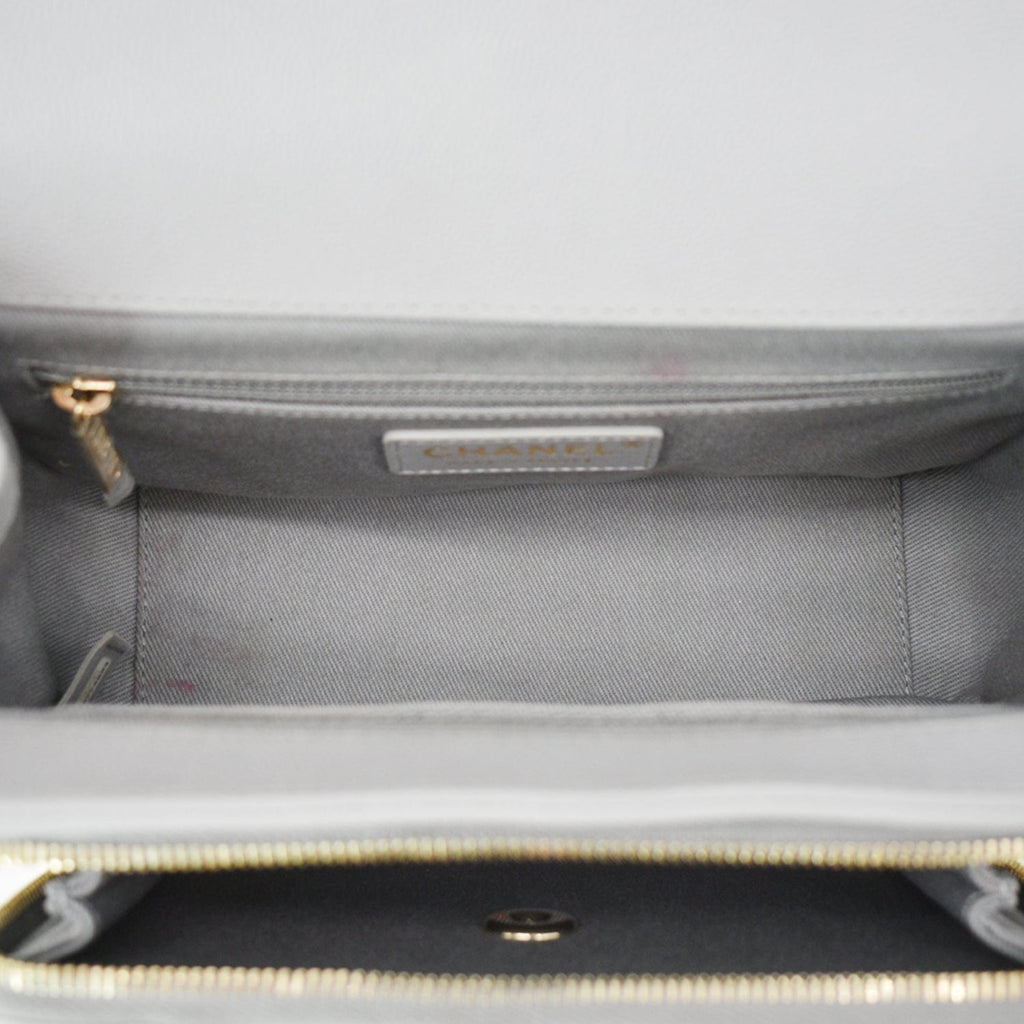 Chanel Business Affinity Medium Quilted Caviar Crossbody Bag Gray