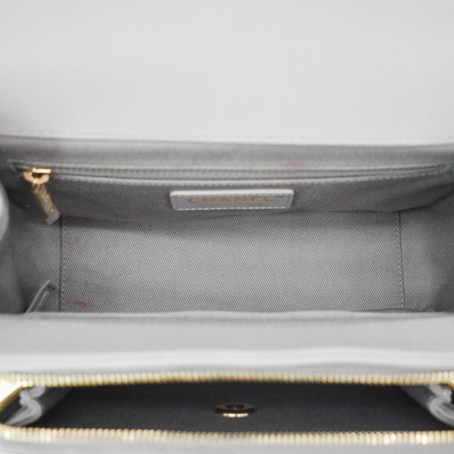 Chanel Business Affinity Medium Quilted Caviar Crossbody Bag Gray