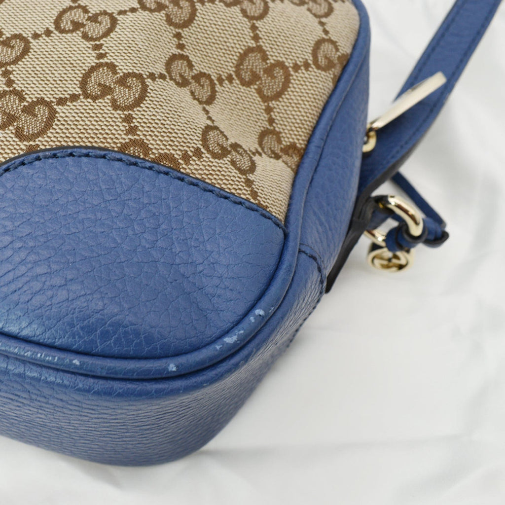 GUCCI Bree Gucci Canvas Leather Crossbody Bag Beige 449413