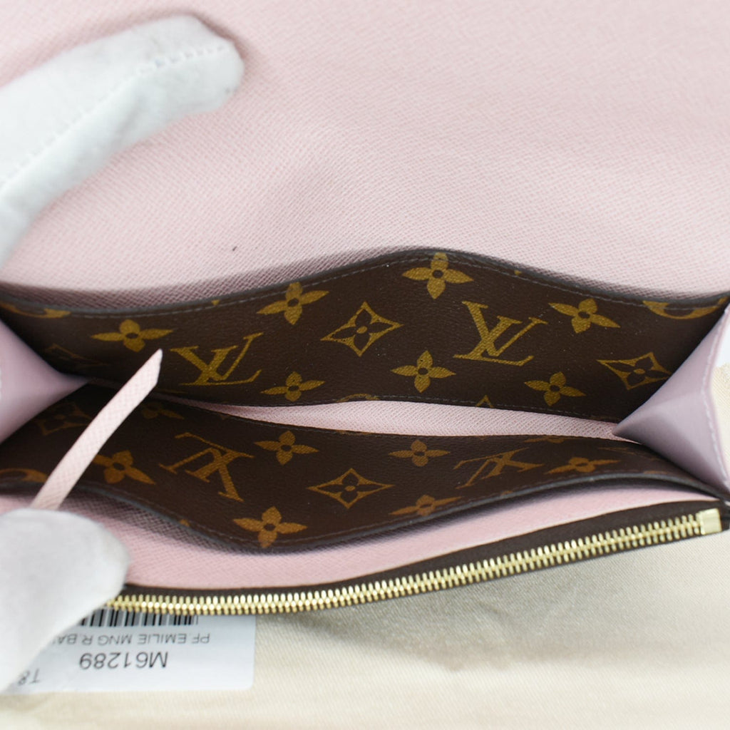 LOUIS VUITTON Emilie Monogram Canvas Wallet Rose Ballerine