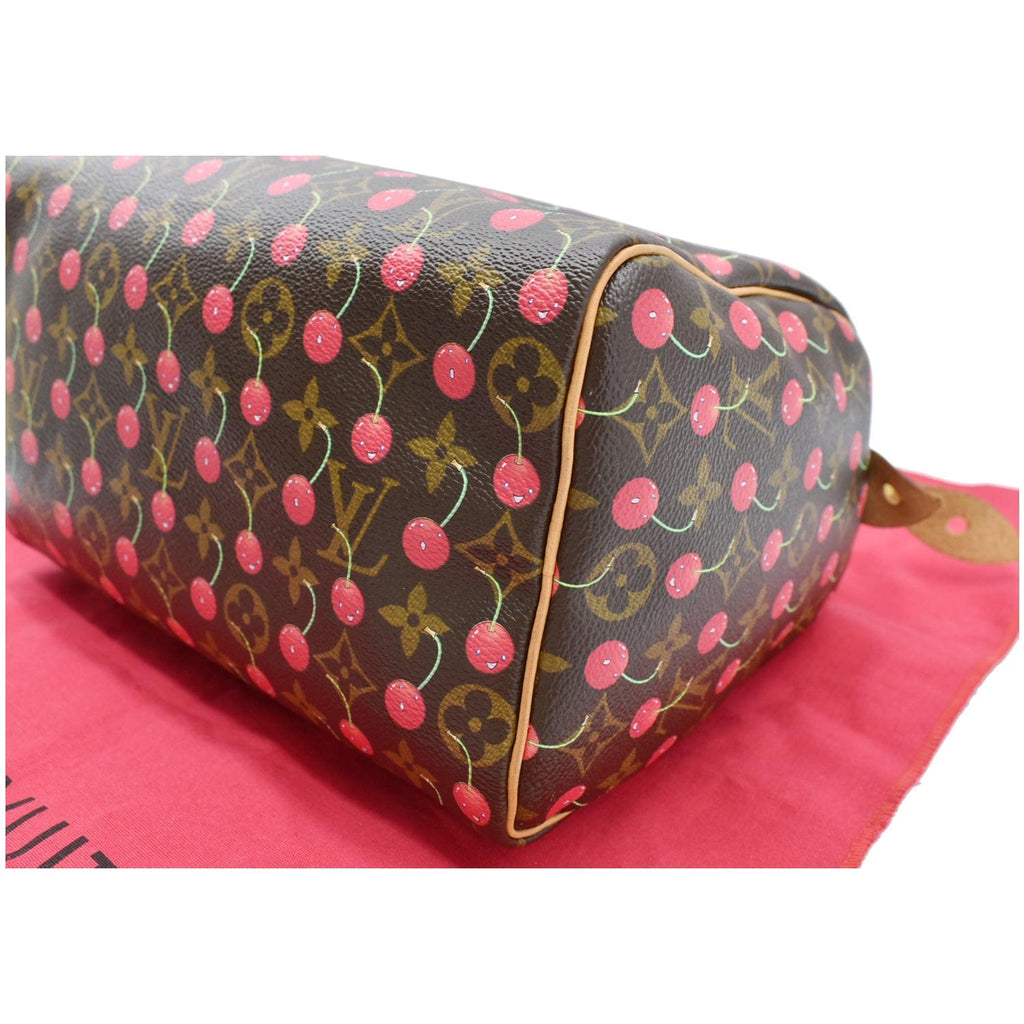 LOUIS VUITTON Cerises Speedy 25 Monogram Canvas Satchel Bag Brown
