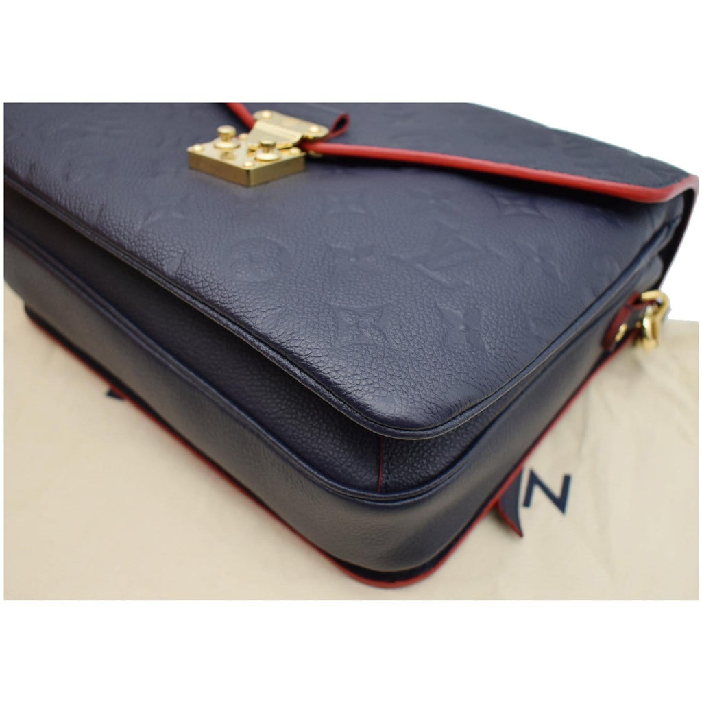 LOUIS VUITTON Metis Pochette Empreinte Leather Crossbody Bag Navy Blue