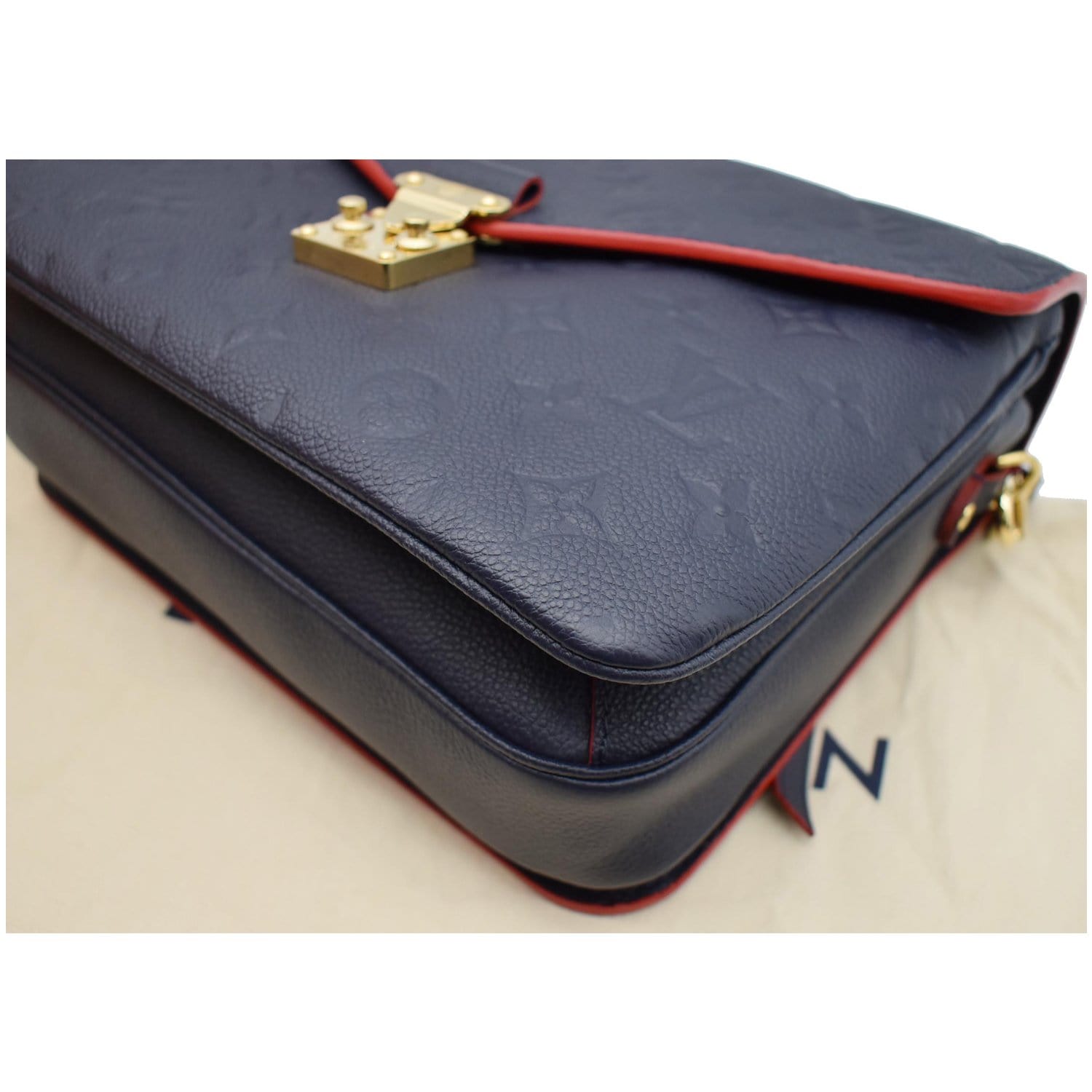 LOUIS VUITTON Metis Pochette Empreinte Leather Crossbody Bag Navy Blue