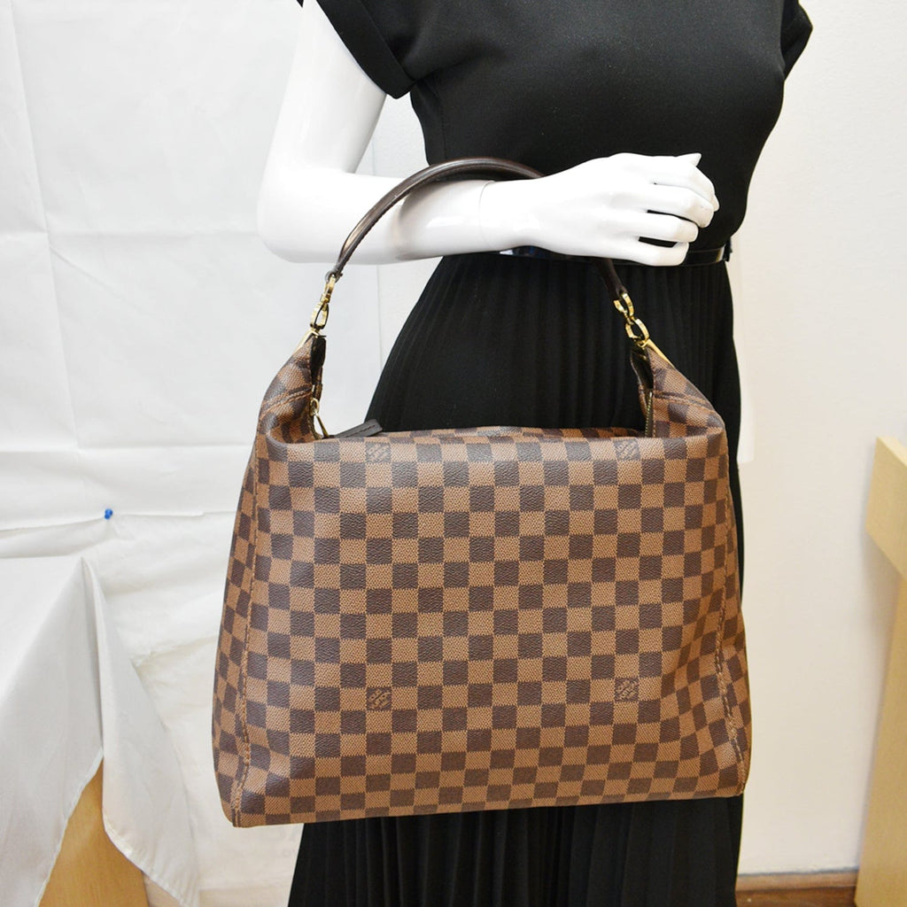 LOUIS VUITTON Portobello Damier Ebene Shoulder Bag Brown